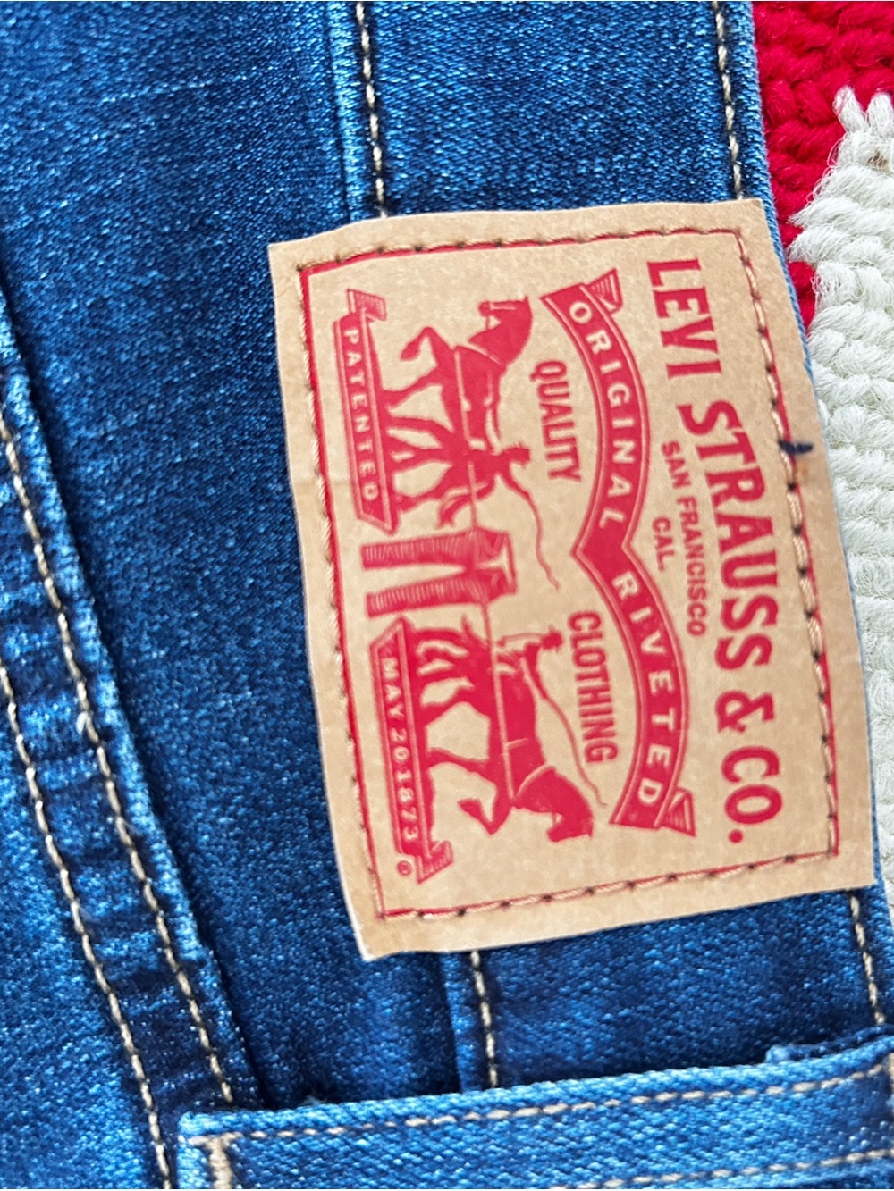 Levi's Dark Blue Slim Straight Jeans with Red Patch